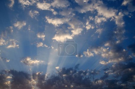 Photo for Natural phenomenon of cloud formation and sunrays ; Pune ; Maharashtra ; India 19th-April-2010 - Royalty Free Image