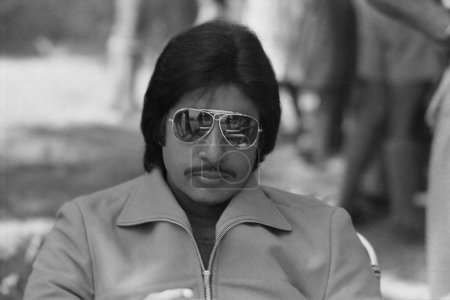 Photo for Indian old vintage 1980s black and white bollywood cinema hindi movie film actor, India, Amitabh Bachchan, Indian actor - Royalty Free Image
