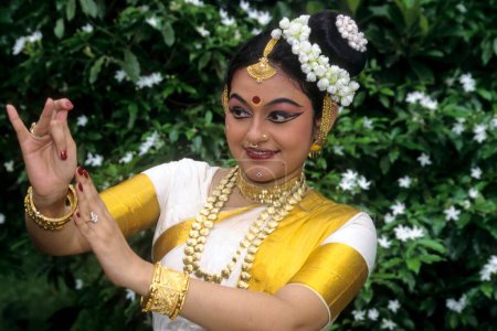 Photo for Mohiniattam, woman performing classical dance of india - Royalty Free Image