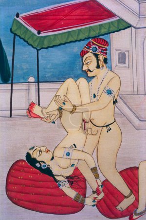 Photo for Erotic miniature painting in 1800AD, Rajasthan , India - Royalty Free Image