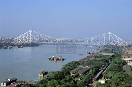 Photo for Howrah Bridge and Hoogly River , Calcutta , West Bengal , India - Royalty Free Image