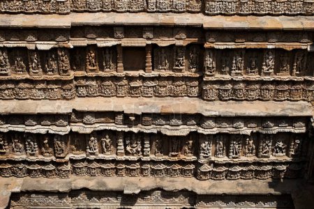 Photo for Rani ki vav ; step well ; stone carving ; Patan ; Gujarat ; India - Royalty Free Image