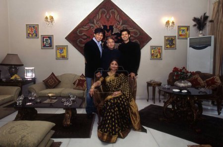 Photo for Indian classical musician, Amjad Ali Khan with family in Delhi, India, Asia - Royalty Free Image