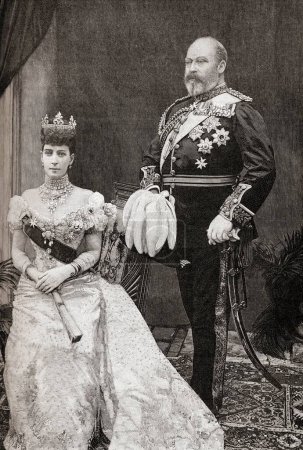 Foto de Antigua foto vintage del rey Eduardo VII y la reina Alejandra - Imagen libre de derechos