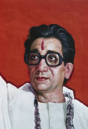 Téléchargez les photos : Peinture de Balasaheb Thackeray Fondateur de Shiv Sena - en image libre de droit