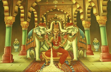 Photo for Miniature painting of goddess laxmi , india - Royalty Free Image