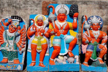 Photo for Lord Hanuman carvings for sale at Nasik ; Maharashtra ; India - Royalty Free Image