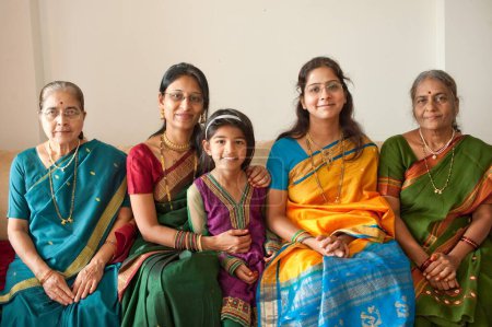 Photo for Maharashtrian women at home interior - Royalty Free Image