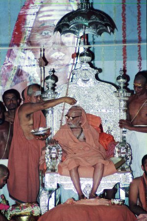 Photo for Swarnabhisekham hundredth anniversary of Kamakoti Peetam Sri Chandrasekarandra Saraswati Swamigal in Kanchipuram, Tamil Nadu, India 1994 - Royalty Free Image