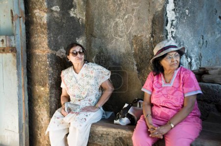 Photo for Two lady tourists at Sindhudurg fort, Sindhudurg, Maharashtra, India - Royalty Free Image