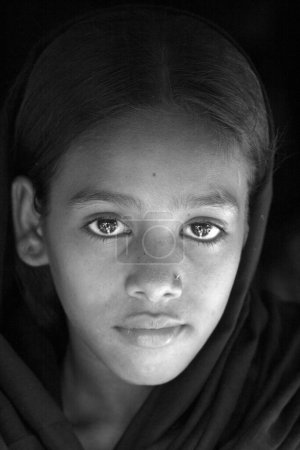 Photo for Face of girl in Malvani slum, Malad, Bombay Mumbai, Maharashtra, India - Royalty Free Image
