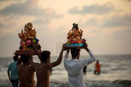 Photo for Lord Ganesha idols, Ganesh Chaturthi, Ganapati Festival, Juhu beach, Bombay, Mumbai, Maharashtra, India - Royalty Free Image