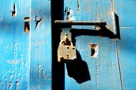 Photo for Old Wooden door with Lock - Royalty Free Image