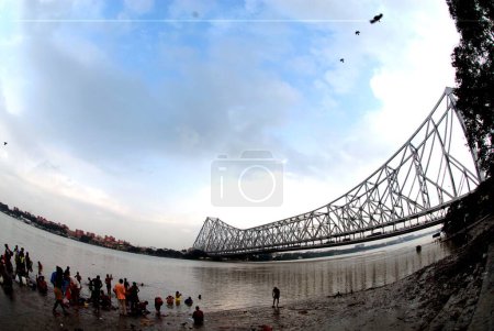 Photo for Jagannath ghat ; Howrah bridge ; Calcutta ; West Bengal ; India - Royalty Free Image