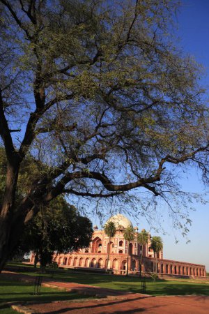 Foto de Tumba de Humayun construida en 1570 hecha de piedra arenisca roja y mármol blanco primera tumba jardín en el subcontinente indio influencia persa en la arquitectura mughal, Delhi, India Patrimonio de la Humanidad por la UNESCO - Imagen libre de derechos