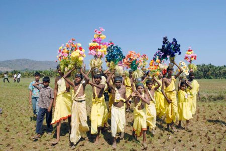 Photo for People celebrating Machattu Mamangam festival near Trichur, Kerala, India - Royalty Free Image