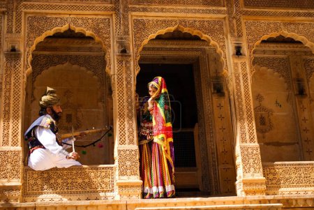 Photo for Rajasthani folk singer, Khuhri, Jaisalmer, Rajasthan, India - Royalty Free Image