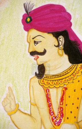 Téléchargez les photos : Peinture miniature de chandra gupta maurya, Inde - en image libre de droit