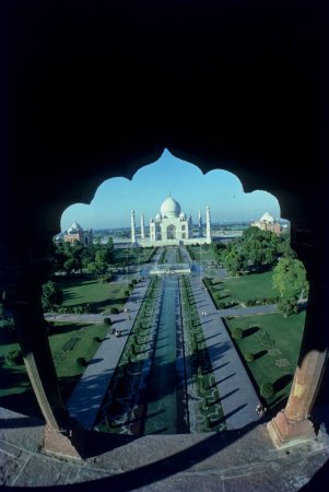 Taj Mahal through arch ;  Agra ; Uttar Pradesh ; India