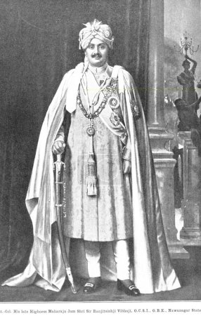 Téléchargez les photos : Princes of India, Lt Col His Late Altness Maharaja Jam Shri Sir Ranjitsinhji Vibhaji, G.C.S.I., G.B.E., Nawanagar State, Gujarat (Inde) - en image libre de droit