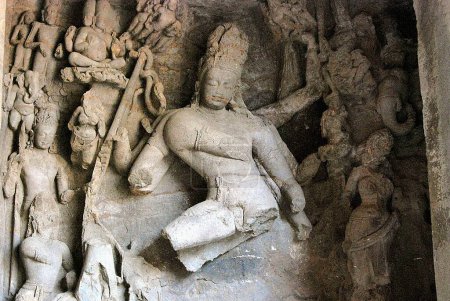 Photo for Shiva Statue carve in stone at Trimurti Elephanta Caves ; Maharashtra ; India - Royalty Free Image
