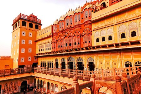 Téléchargez les photos : Derrière, Hawa Mahal, Jaipur, Rajasthan, Inde, Asie - en image libre de droit