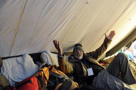 Photo for Pilgrim in tent, amarnath yatra, Jammu Kashmir, India, Asia - Royalty Free Image