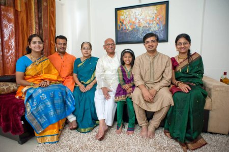 Photo for Portrait of maharashtrian family - Royalty Free Image
