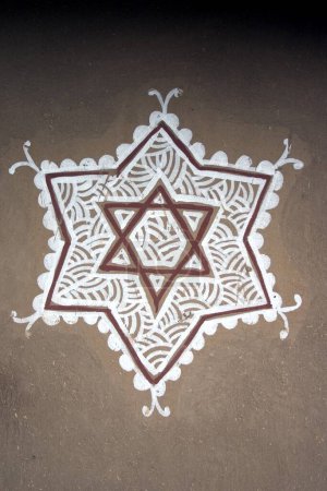 Téléchargez les photos : Peinture murale forme d'étoile, Jaipur, Rajasthan, Inde - en image libre de droit
