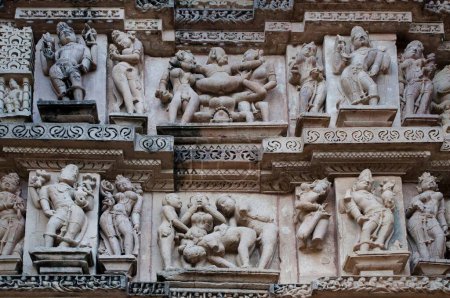 Photo for Erotic Sculptures at Vishvanatha Temple Khajuraho Madhya Pradesh India Asia - Royalty Free Image