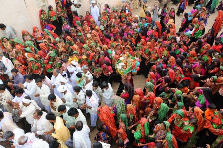 Photo for Procession after performing religious rites at Mindiyada near Anjaar, Kutch, Gujarat, India - Royalty Free Image
