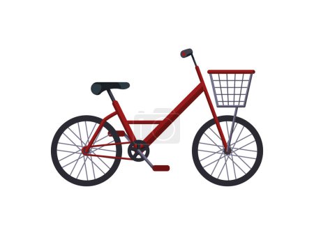 Ilustración de Bicicleta con ilustración vectorial cesta. Aislado sobre fondo blanco. Stock vector ilustración - Imagen libre de derechos