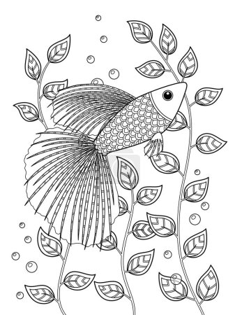 Téléchargez les illustrations : Livre à colorier Sea doodle - en licence libre de droit