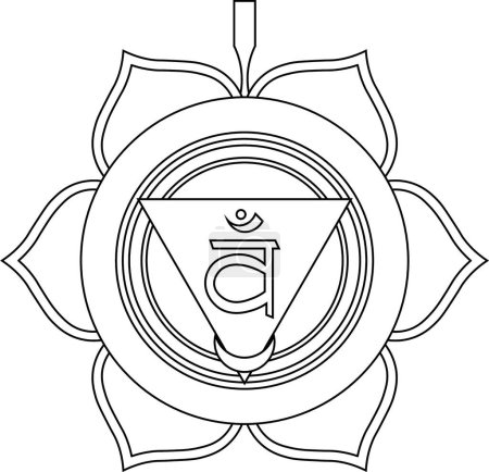 Ilustración de Un diseño circular en blanco y negro con una cruz en el centro Chakra Svadhisthana - Imagen libre de derechos