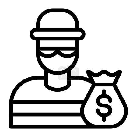 Téléchargez les illustrations : Conception d'icône de ligne vectorielle de voleur pour l'usage personnel et commercial - en licence libre de droit