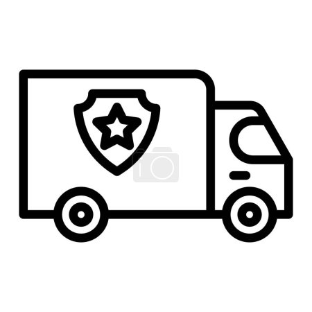 Téléchargez les illustrations : Conception d'icône de ligne vectorielle de Van de police pour un usage personnel et commercial - en licence libre de droit