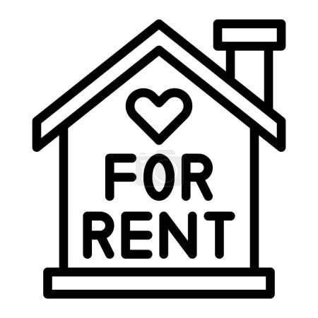 House for Rent Vector Line Icon Design For Personal And Commercial Use