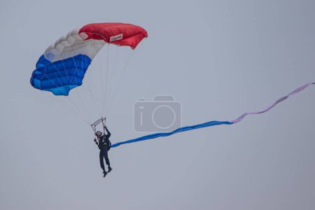 Photo for Les Parachutistes de l'Arme de l'Air & de l'Espace, French Parachute Display Team, taken at RAF Cosford Air Show 2023 - Royalty Free Image
