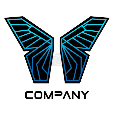 Logo Design Series - Simple Butterfly Logo mit blauem Farbverlauf