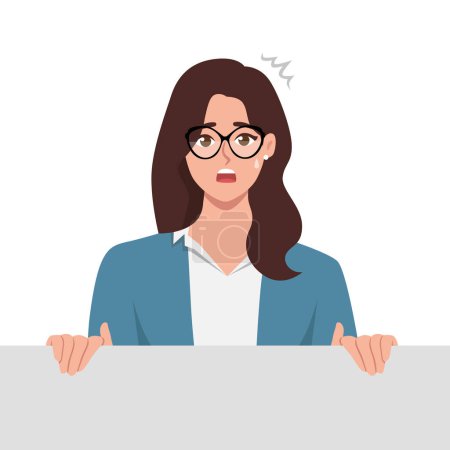Woman Shocked looking at you hear stunning gossip. Flat vector illustration isolated on white background