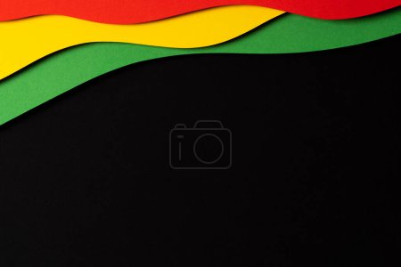 Photo for Abstract geometric black, red, yellow, green color background. Black History Month color background with copy space for text. - Royalty Free Image