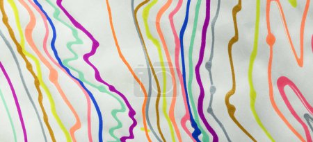 Photo for Colorful abstract scribble by felt-tip pen, handwritten lines by marker, random sketches as abstract background on white paper. - Royalty Free Image