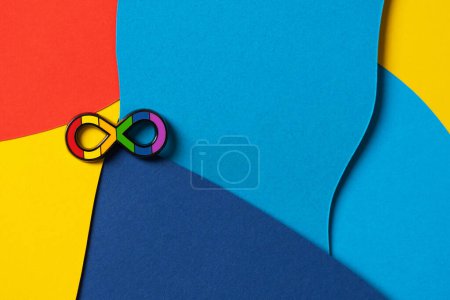 Photo for World Autism Awareness Day, Autism Acceptance Month concept. Autism infinity rainbow symbol sign on colorful background. Autism rights movement, neurodiversity, autistic acceptance movement symbol - Royalty Free Image