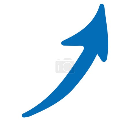 hand drawn blue  arrow rising