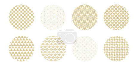 Gold circular Japanese pattern set