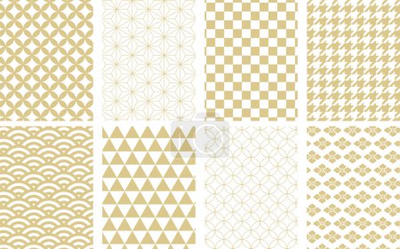 Simple Gold Japanese Pattern Backgrounds Web graphics set
