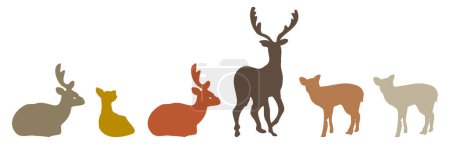set of silhouette illustration of deer