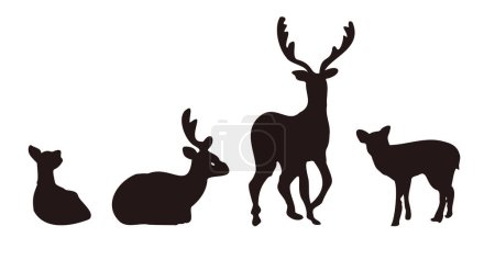 clip art set of deer silhouette