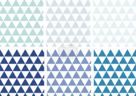 Set of Blue Triangle Geometric Patterns, Japanese Pattern