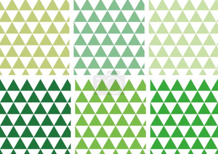 Illustration for Set of Green Triangle Geometric Patterns, Japanese Pattern - Royalty Free Image